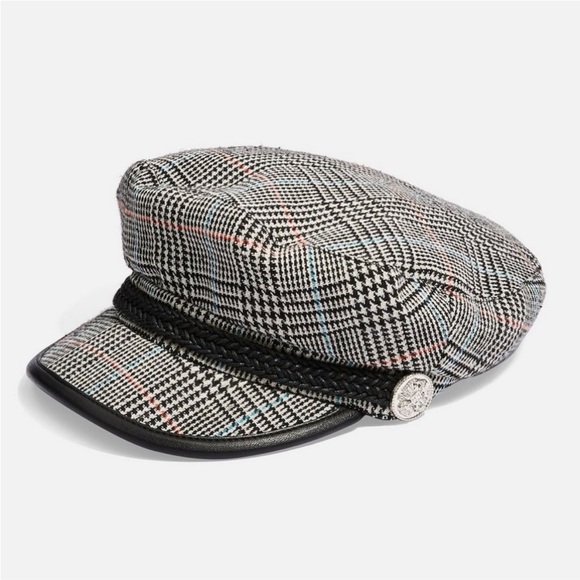 NWOT TopShop Chic Houndstooth Baker Boy Hat - Picture 2 of 6